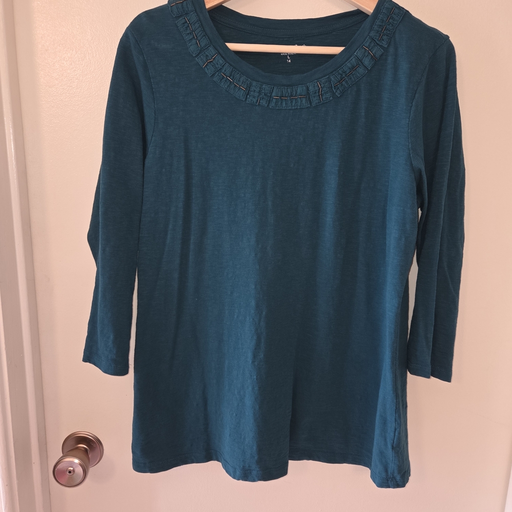 Coldwater Creek Teal 3/4 Sleeve Top
